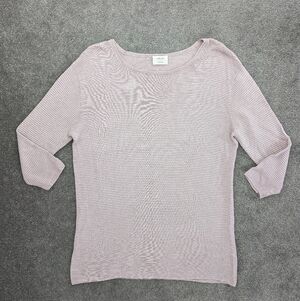 Aritzia Wilfred Blanchard Women's Ribbed Pink Linen Sweater Small Barbie